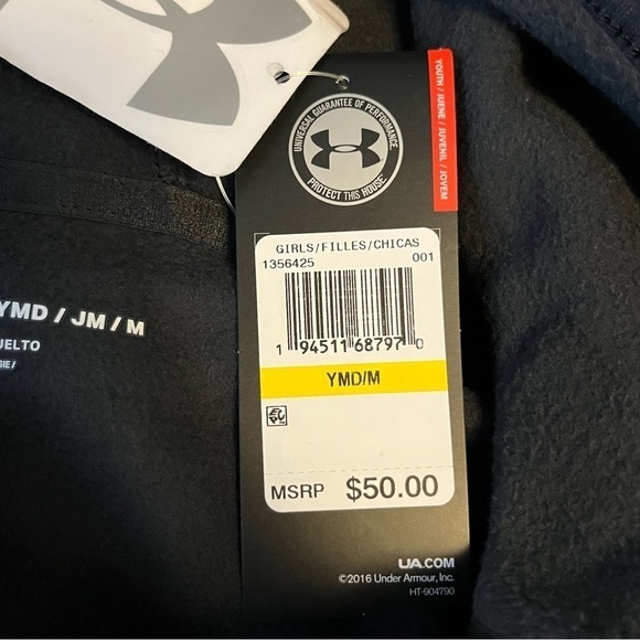 New with Tags Under Armour Fleece Quarter Zip Pullover Girls Size Medium - Picture 4 of 7